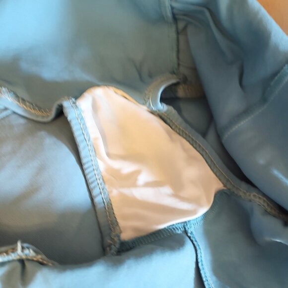 1950s Vintage Blue Skirted One Piece Gathered Fitted Swimsuit Bathing Suit XS - Picture 8 of 9